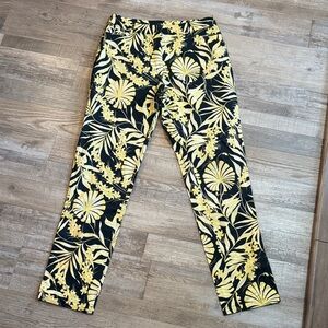 Averardo Bessi Floral Black and Yellow Pants Size 12